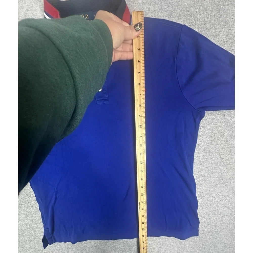 Polo Ralph Lauren Polo Shirt Mens Large Royal Blue‎ Custom Slim Fit Long Sleeve